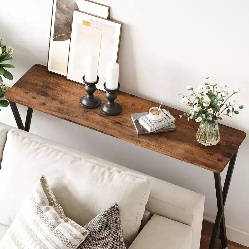 Coolmee 2-Tier Narrow Console Table, Small Entryway Table, Display Table with Shelves, Sofa Table for Living Room Hallway Entryway Foyer