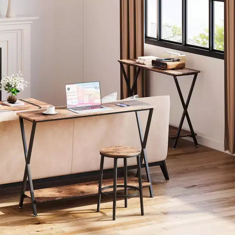 Coolmee 2-Tier Narrow Console Table, Small Entryway Table, Display Table with Shelves, Sofa Table for Living Room Hallway Entryway Foyer