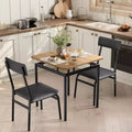 Dining Table Set for 3, Modern Wood Table and Chairs Set with 2 Upholstered PU Leather Chairs, 3-Piece Dinette Breakfast Nook, Small Places