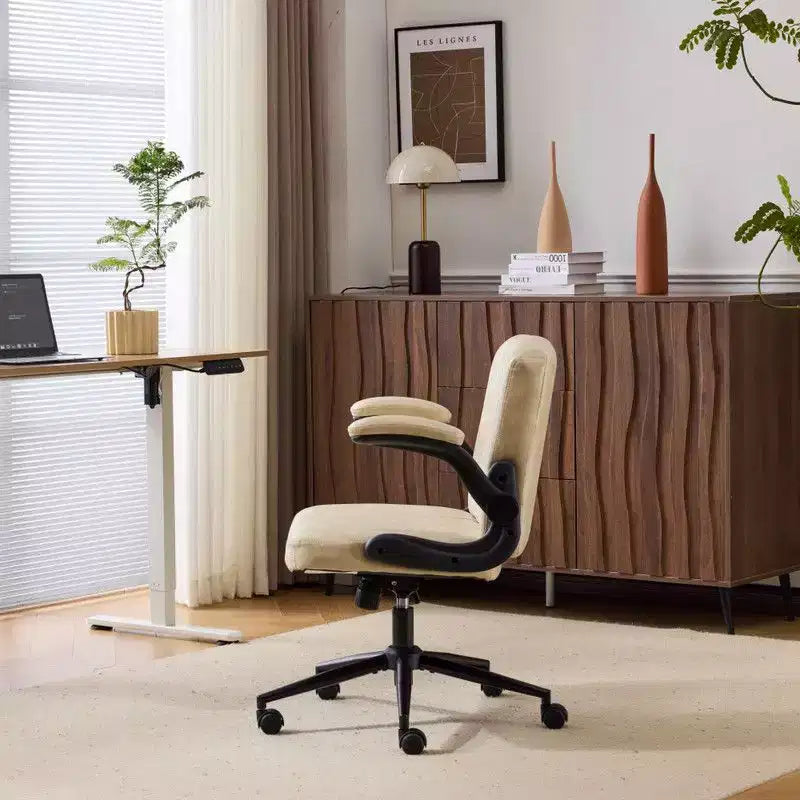 Karl Home | Oil-Waxed Leather Swivel Chair With Flip-Up Armrests