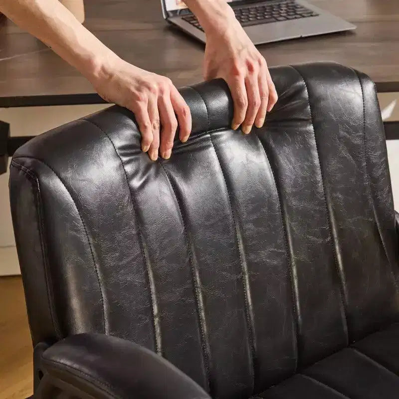 Karl Home | Oil-Waxed Leather Swivel Chair With Flip-Up Armrests