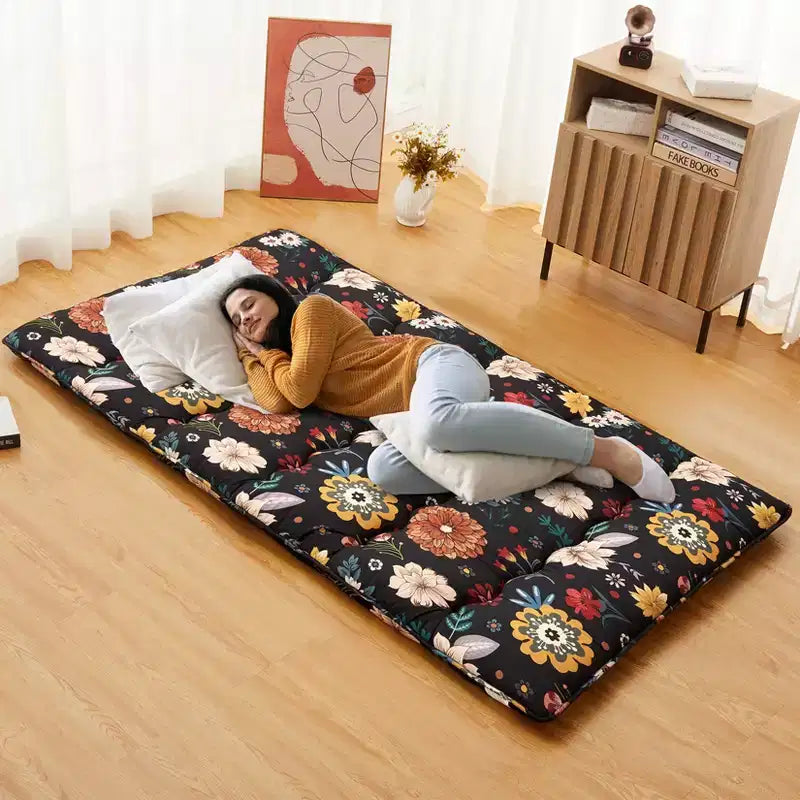Twin Size Japanese Futon Floor Mattress, 3 Inch Thick Tatami Mat, Foldable Sleeping Mat,Farmhouse Floor Lounger for Dorm, Guest Room, Camping