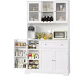 71 Tall Kitchen Pantry CabinetFreestanding Coffee Bar Cabinet with Large DrawersHutch Cabinet with Open Countertop for Living Room