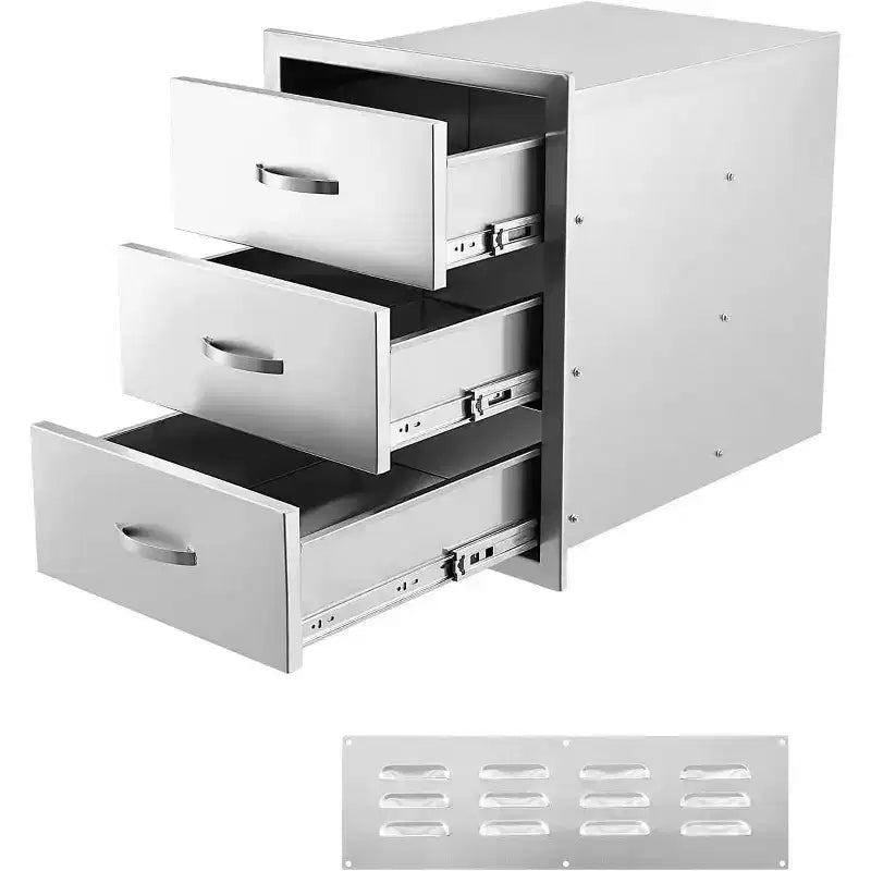 COZONY Stainless Steel Outdoor Kitchen Drawers, Commercial-Grade Flush Mount Storage System for BBQ Islands & Outdoor Kitchens