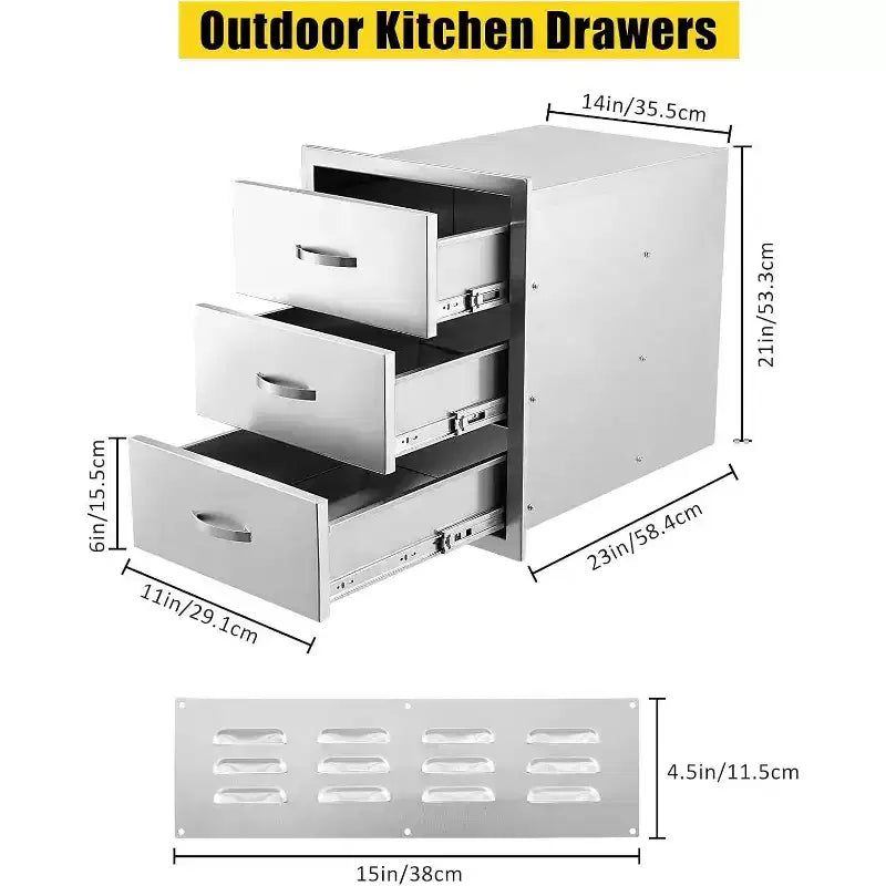COZONY Stainless Steel Outdoor Kitchen Drawers, Commercial-Grade Flush Mount Storage System for BBQ Islands & Outdoor Kitchens