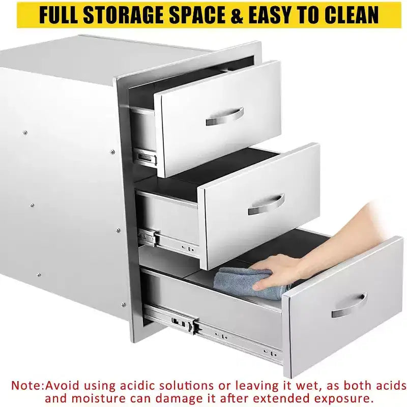 COZONY Stainless Steel Outdoor Kitchen Drawers, Commercial-Grade Flush Mount Storage System for BBQ Islands & Outdoor Kitchens