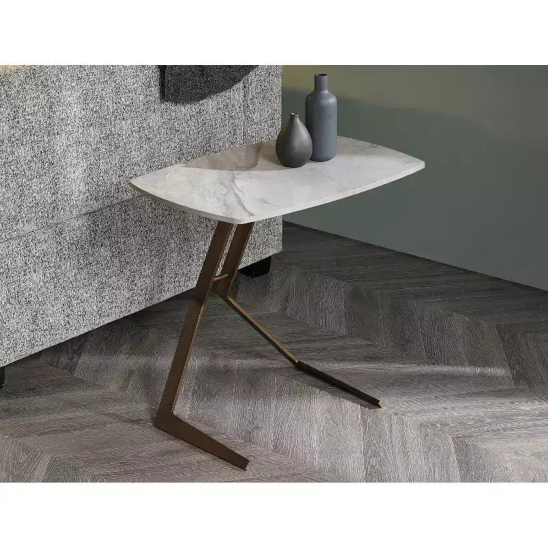 HomeStock 45 in.H Gray Color Round Metal Table Top End Table 1 -piece