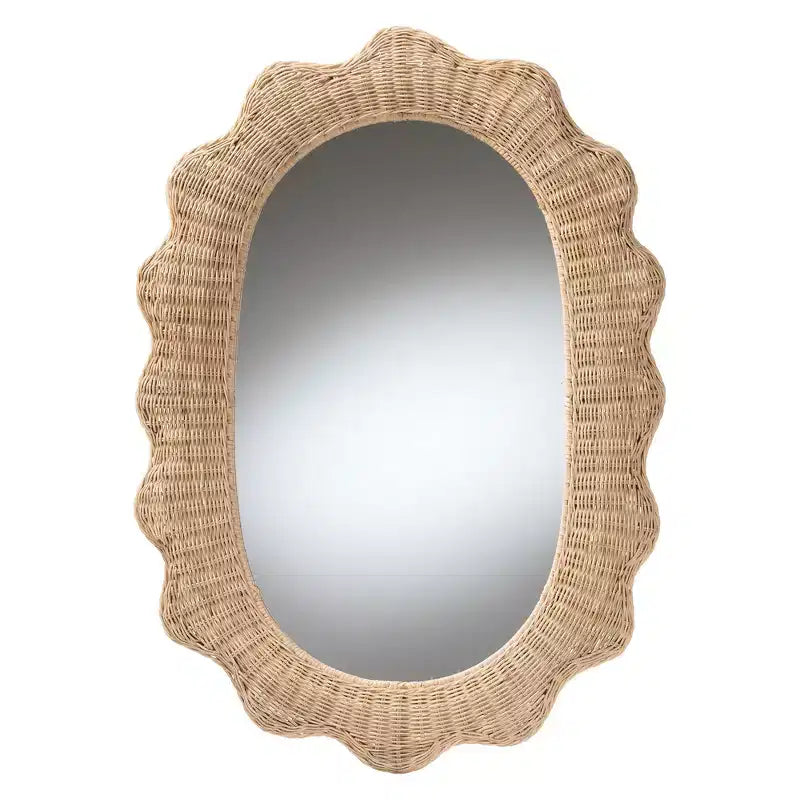 bali & pari Makoto Scalloped Natural Rattan Wall Mirror