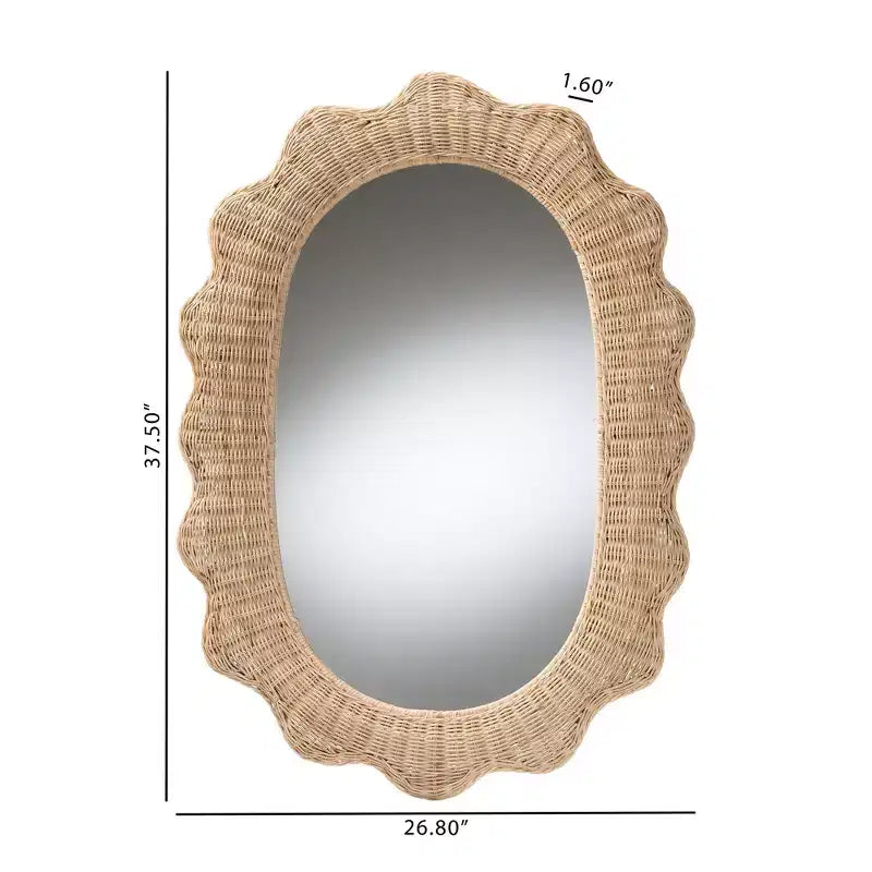 bali & pari Makoto Scalloped Natural Rattan Wall Mirror