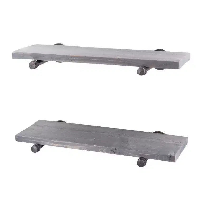 RESTORE Riverstone Grey 24 in. Shelves with Straight Brackets by Pipe Decor