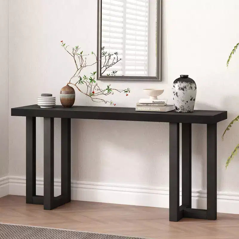 Okak 63IN Minimalism Console Table with Solid Wood Legs, Elegent Entryway Table with Thick Tabletop, Hallway Table for Living Room, Bedroom