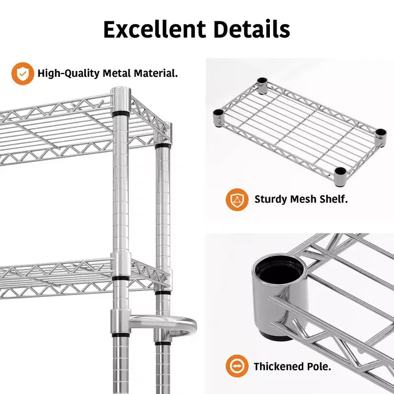 5 Tier Metal Shelving Unit with Wheels, 1100LBS Heavy Duty Wire Rack Storage Organizer with Handle & Adjustable Feet