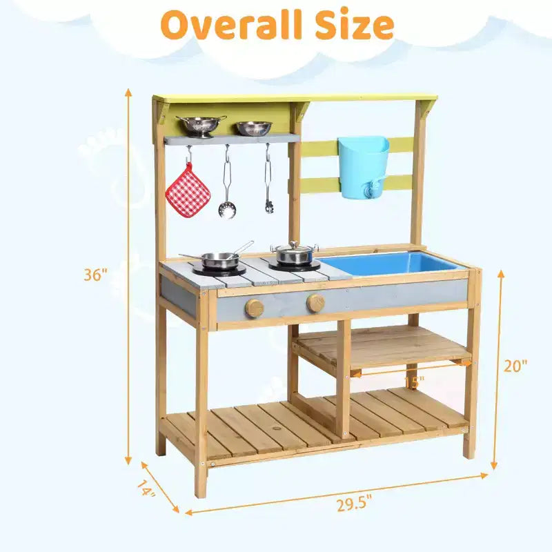 Mud Kitchen for Kids, Outdoor Wooden Pretend Play Kitchen Set for Toddler Toy Kitchen Set Gift for Girls & Boys Age 3+