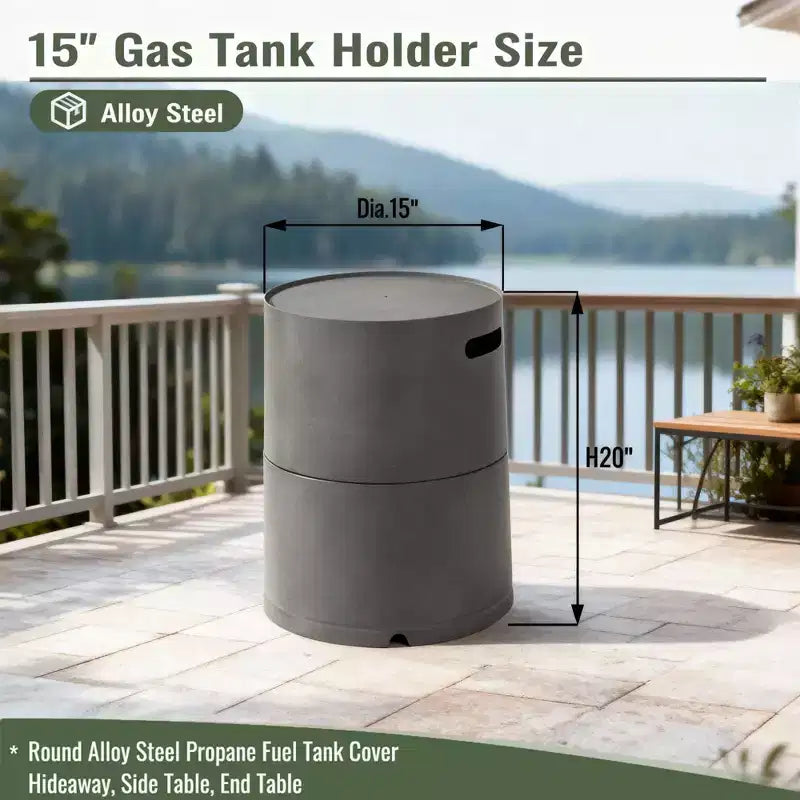 Steel Propane Tank Cover Round Tank Holder Hide-away Side Table