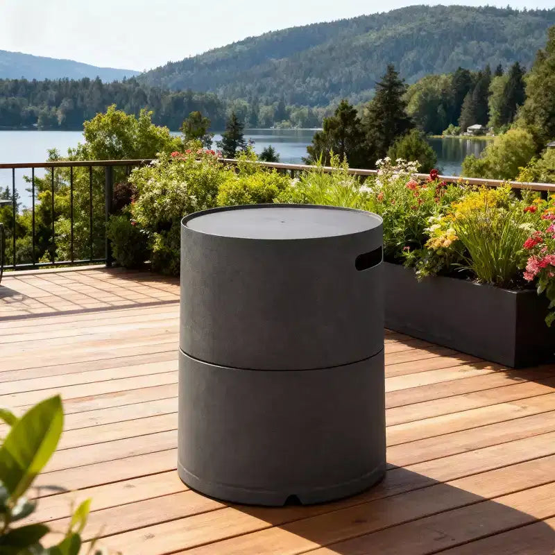 Steel Propane Tank Cover Round Tank Holder Hide-away Side Table