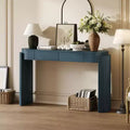 Okak 55.1IN Modern Console Table with Wood Grain Finish, Entryway Table with Oval Top and 2 Drawers, Accent Table for Living Room, Foyer, Navy