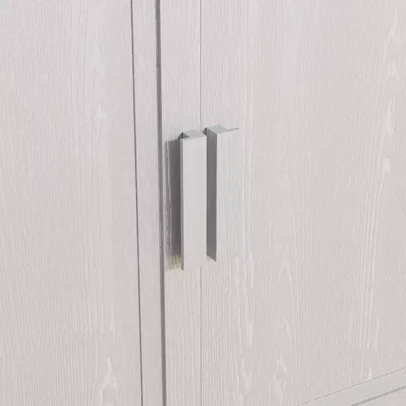 31 in. Tall Wood Grain Storage Cabinet in White, Storage Organizer with 2 Solid Wood Doors for Bedroom Living/Dinning Room