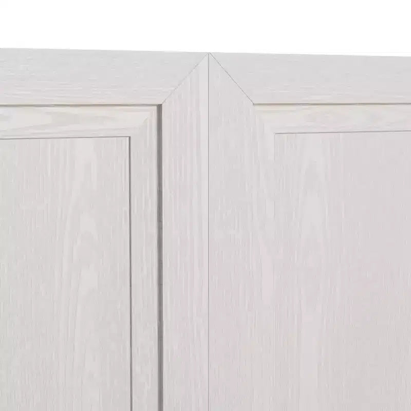 31 in. Tall Wood Grain Storage Cabinet in White, Storage Organizer with 2 Solid Wood Doors for Bedroom Living/Dinning Room