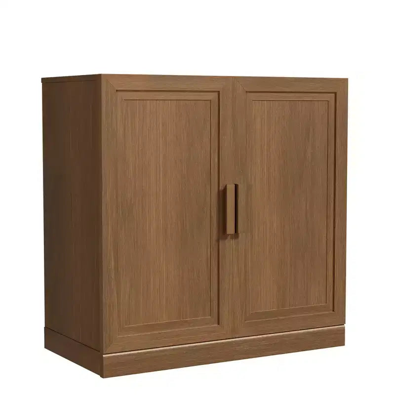 31 in. Tall Wood Grain Storage Cabinet in White, Storage Organizer with 2 Solid Wood Doors for Bedroom Living/Dinning Room