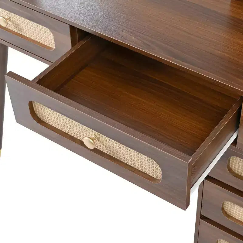 Whisen Makeup Vanity Table with Mirror, Lights, 5 Drawers and Storage Shelf