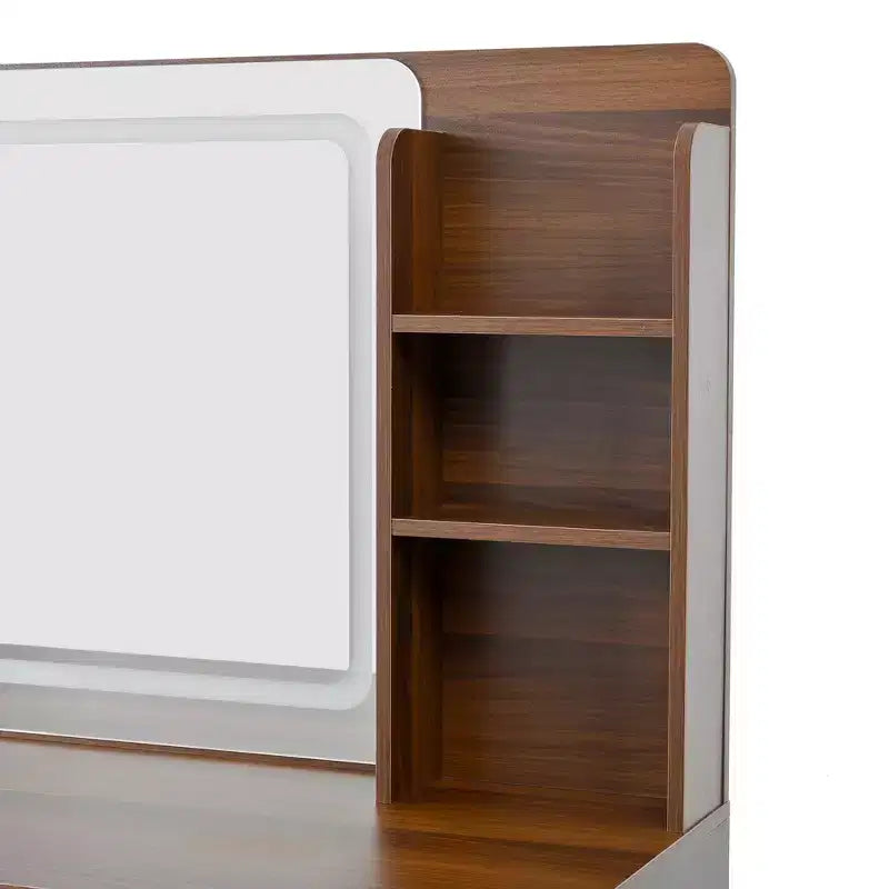 Whisen Makeup Vanity Table with Mirror, Lights, 5 Drawers and Storage Shelf