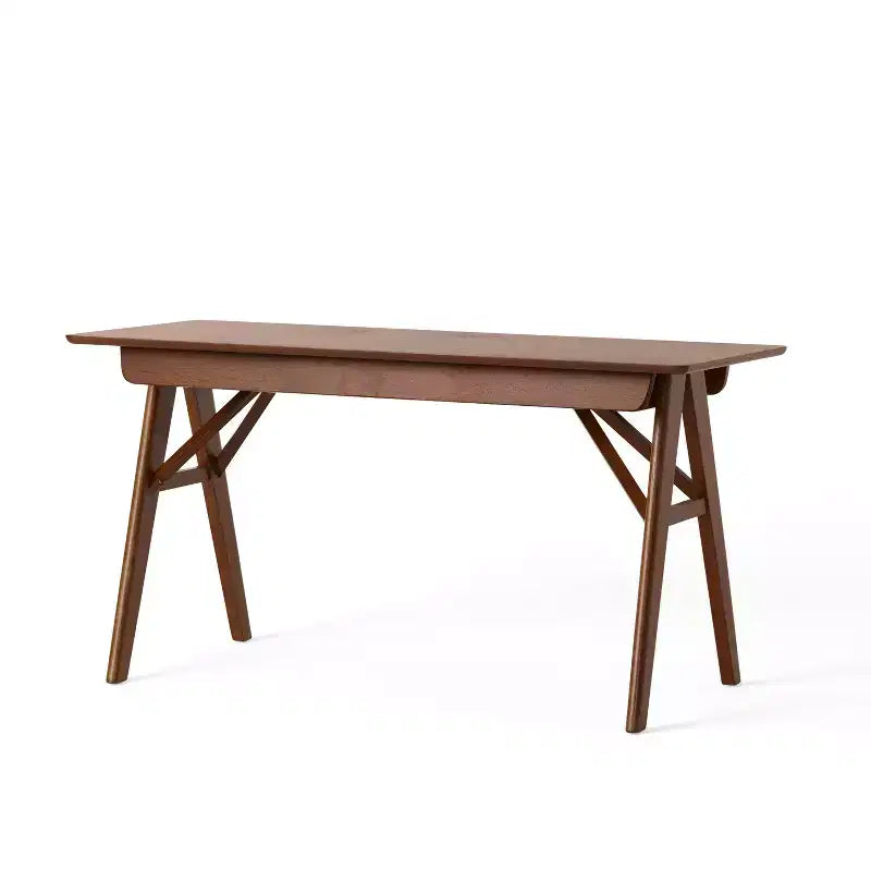 Okak 57IN Modern Computer Desk with Elegent Design, Home Office Desks with 1 Drawer, Standing Desk for Reading Room, Bedroom, Study, Walnut