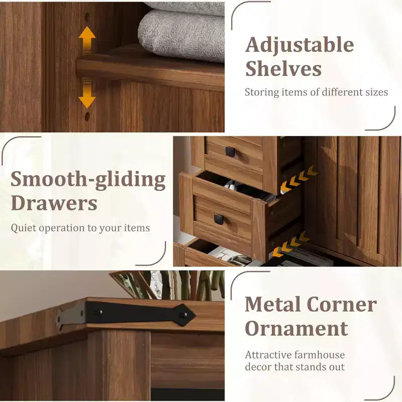 5-Drawer Dresser, Modern Wooden Bedroom Chest of Drawers With Storage Drawers, Farmhouse Style TV Stand for Living Room, Bedroom, Hallway