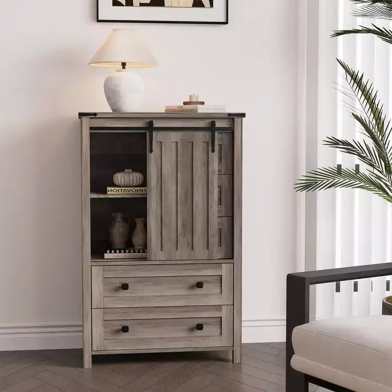 5-Drawer Dresser, Modern Wooden Bedroom Chest of Drawers With Storage Drawers, Farmhouse Style TV Stand for Living Room, Bedroom, Hallway