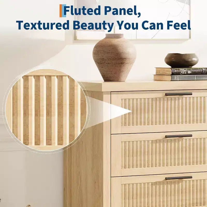 4-Drawer Dresser, Modern Wooden Bedroom Chest of Drawers With Handles and Storage Drawers, Farmhouse Style TV Stand for Living Room, Bedroom, Hallway