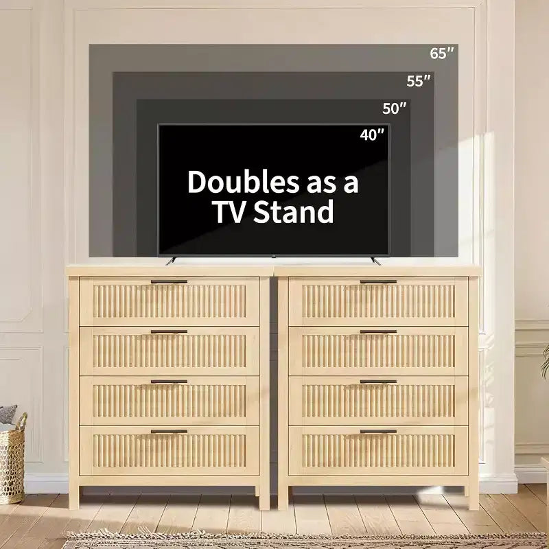 4-Drawer Dresser, Modern Wooden Bedroom Chest of Drawers With Handles and Storage Drawers, Farmhouse Style TV Stand for Living Room, Bedroom, Hallway