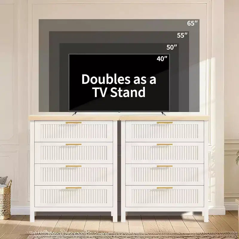 4-Drawer Dresser, Modern Wooden Bedroom Chest of Drawers With Handles and Storage Drawers, Farmhouse Style TV Stand for Living Room, Bedroom, Hallway