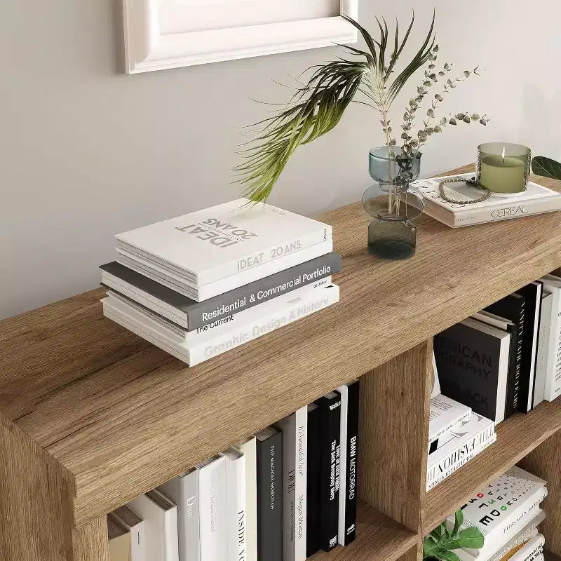 6-Cube Storage Organizer Shelf, 53-Inch Tall Bookcase with Anti-Tip Device, Sturdy Wood Shelf for Living Room, Bedroom & Home Office