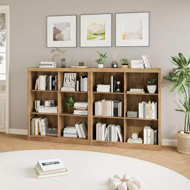 6-Cube Storage Organizer Shelf, 53-Inch Tall Bookcase with Anti-Tip Device, Sturdy Wood Shelf for Living Room, Bedroom & Home Office