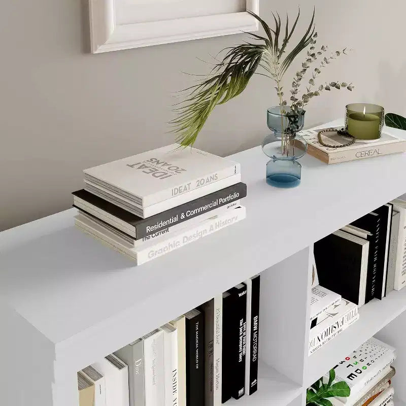 6-Cube Storage Organizer Shelf, 53-Inch Tall Bookcase with Anti-Tip Device, Sturdy Wood Shelf for Living Room, Bedroom & Home Office