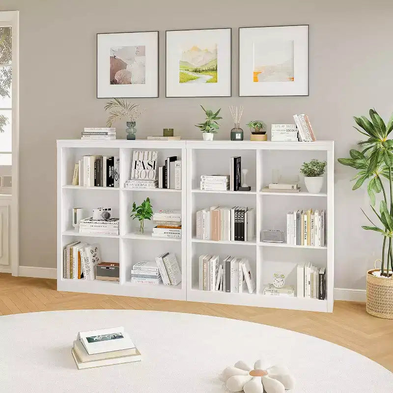 6-Cube Storage Organizer Shelf, 53-Inch Tall Bookcase with Anti-Tip Device, Sturdy Wood Shelf for Living Room, Bedroom & Home Office