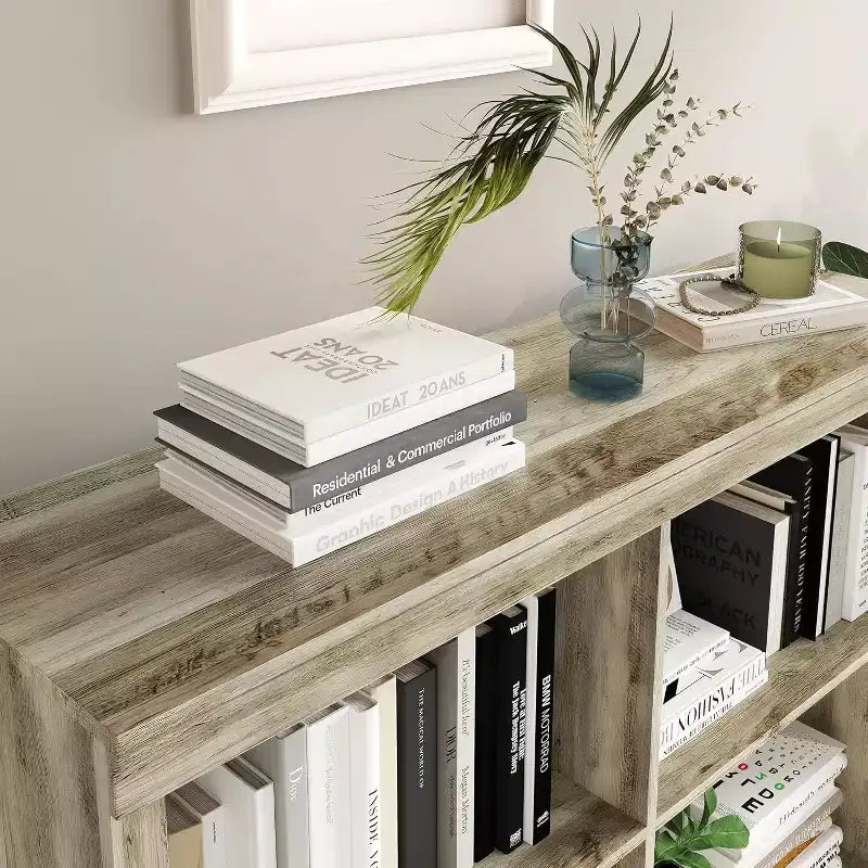 6-Cube Storage Organizer Shelf, 53-Inch Tall Bookcase with Anti-Tip Device, Sturdy Wood Shelf for Living Room, Bedroom & Home Office