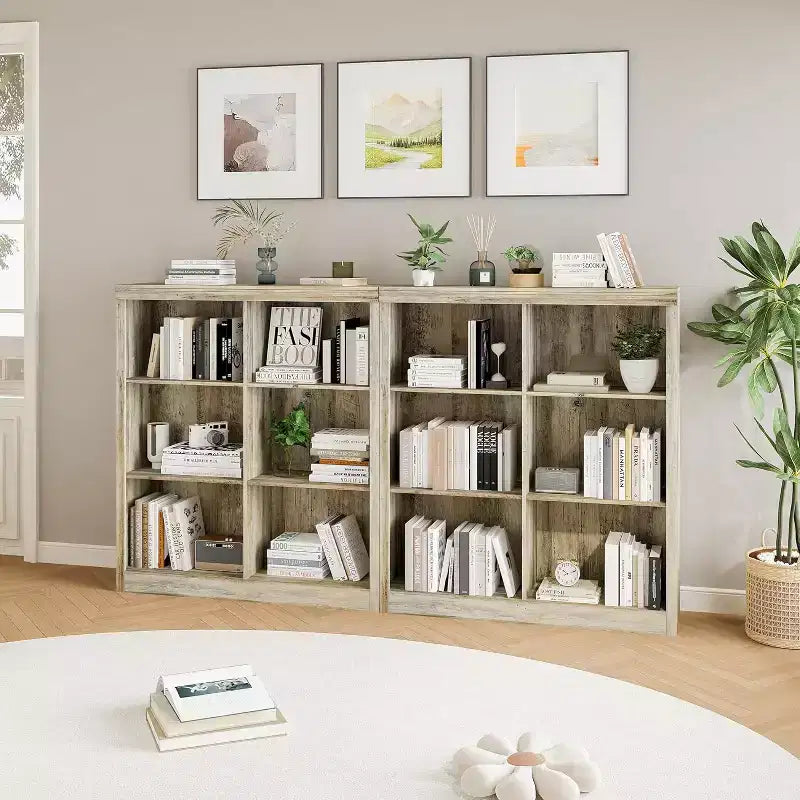 6-Cube Storage Organizer Shelf, 53-Inch Tall Bookcase with Anti-Tip Device, Sturdy Wood Shelf for Living Room, Bedroom & Home Office