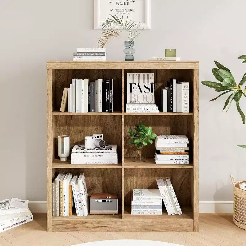 6-Cube Storage Organizer Shelf, 53-Inch Tall Bookcase with Anti-Tip Device, Sturdy Wood Shelf for Living Room, Bedroom & Home Office
