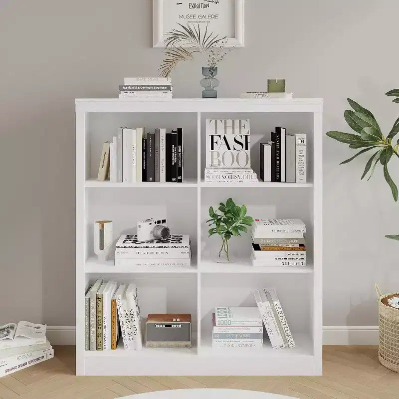 6-Cube Storage Organizer Shelf, 53-Inch Tall Bookcase with Anti-Tip Device, Sturdy Wood Shelf for Living Room, Bedroom & Home Office