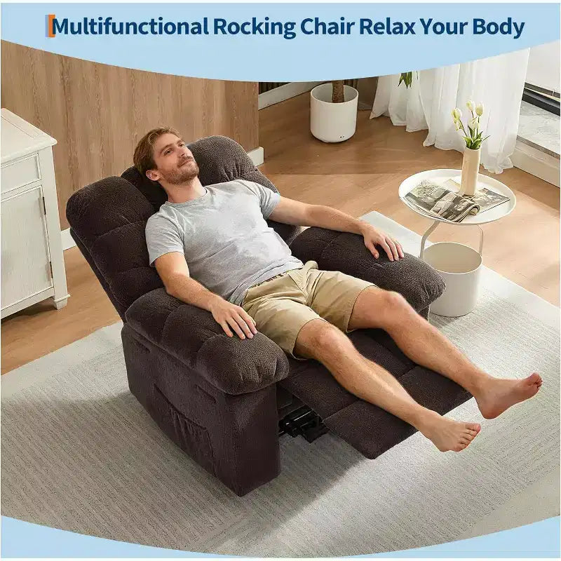 Manual Reclining Chair, Padded Ergonomic Design with Breathable Fabric and Side Storage Pockets, for Living Room