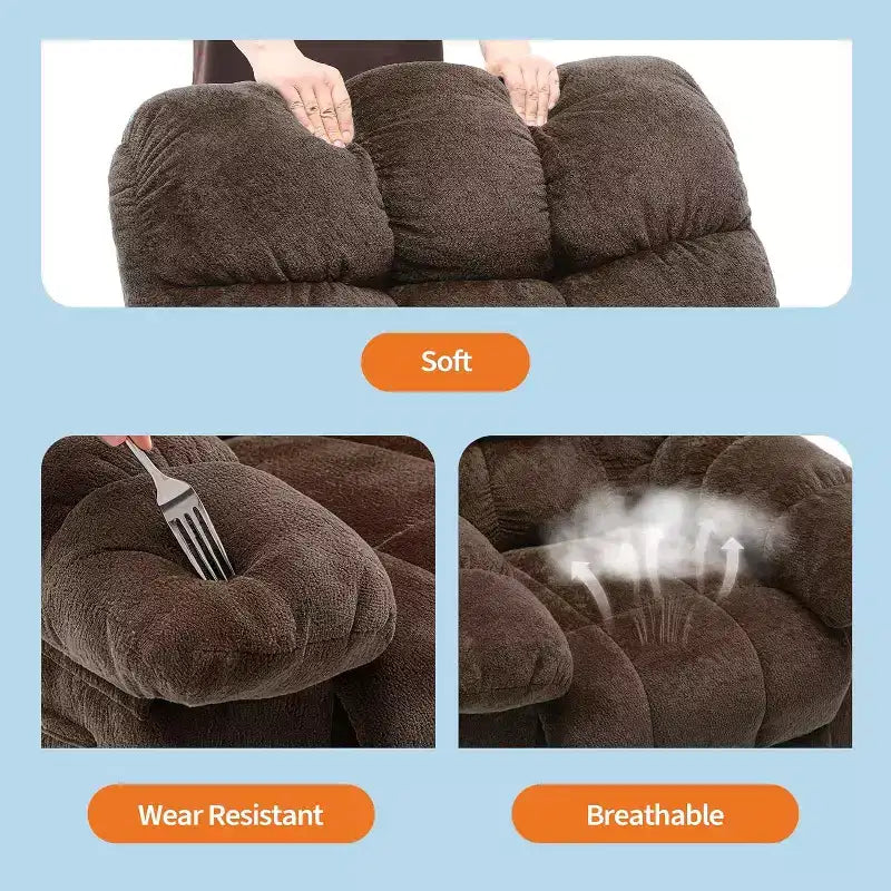 Manual Reclining Chair, Padded Ergonomic Design with Breathable Fabric and Side Storage Pockets, for Living Room