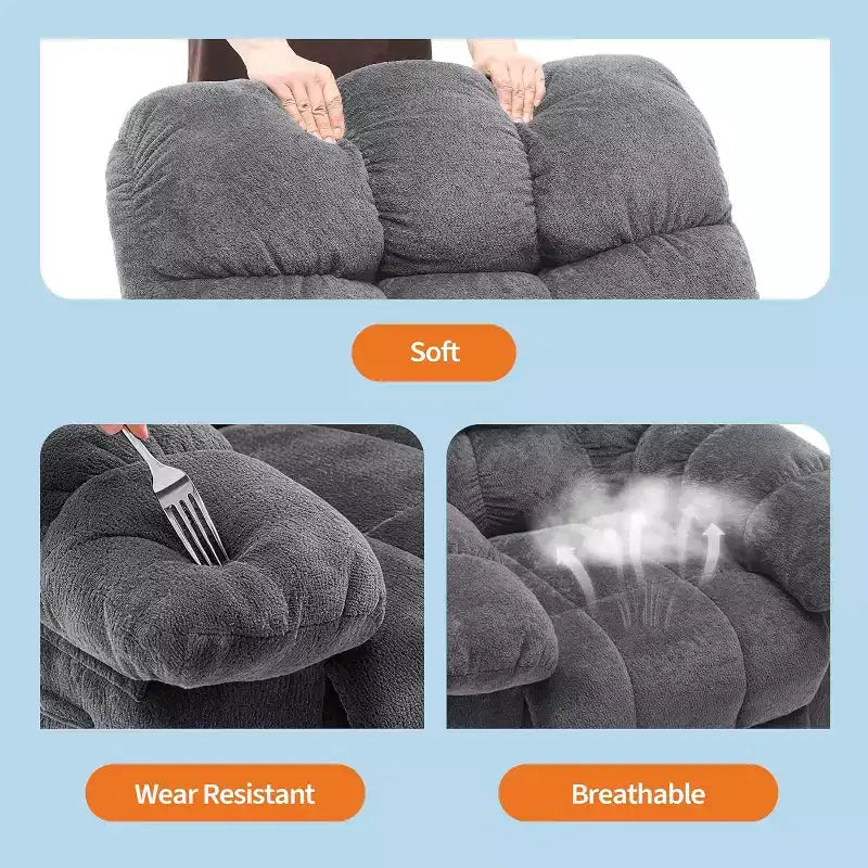 Manual Reclining Chair, Padded Ergonomic Design with Breathable Fabric and Side Storage Pockets, for Living Room