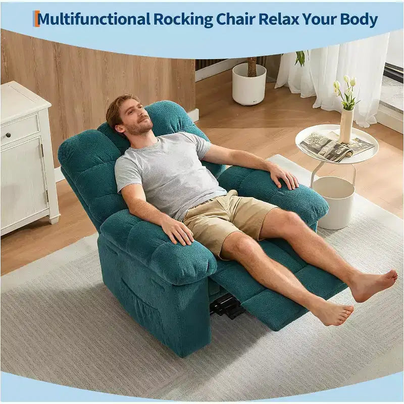 Manual Reclining Chair, Padded Ergonomic Design with Breathable Fabric and Side Storage Pockets, for Living Room