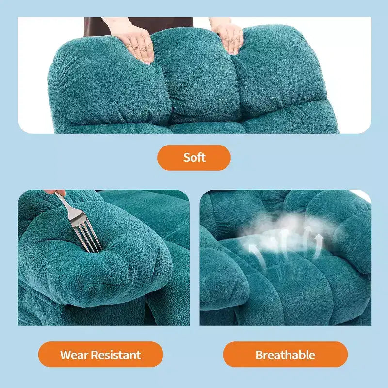 Manual Reclining Chair, Padded Ergonomic Design with Breathable Fabric and Side Storage Pockets, for Living Room