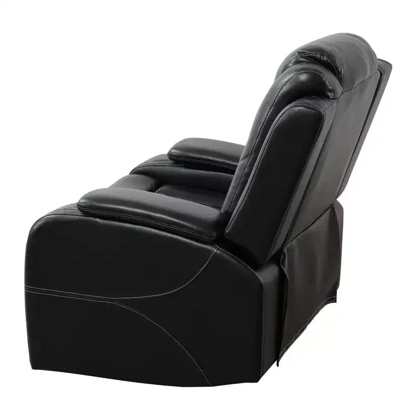 MAYEERTY Power Recliner Chair, Electric Leather Reclining Chair with USB Charging, LED Lighting & Adjustable Backrest for Living Room, Black