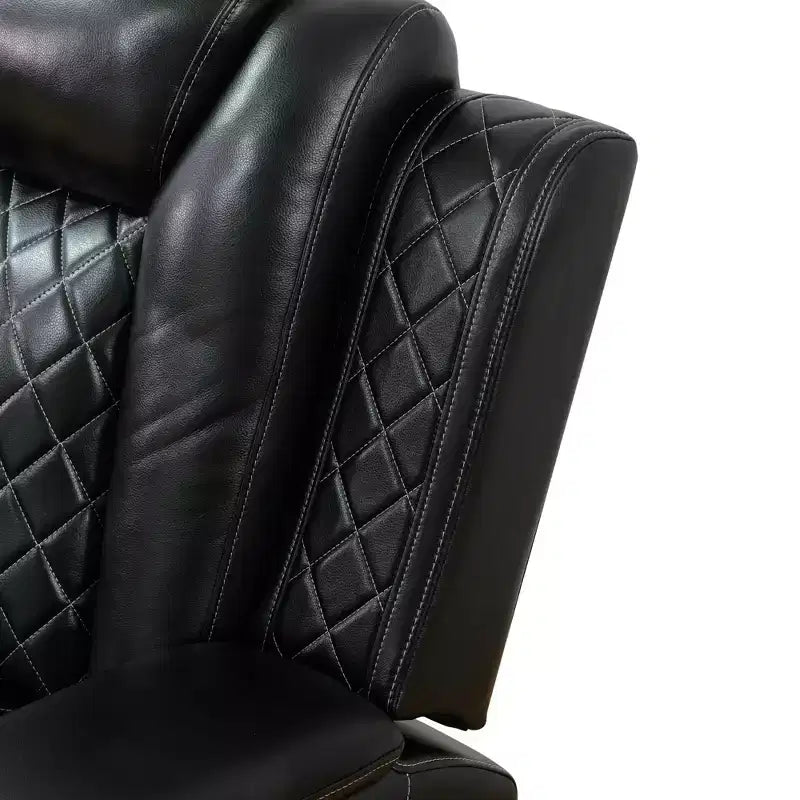 MAYEERTY Power Recliner Chair, Electric Leather Reclining Chair with USB Charging, LED Lighting & Adjustable Backrest for Living Room, Black