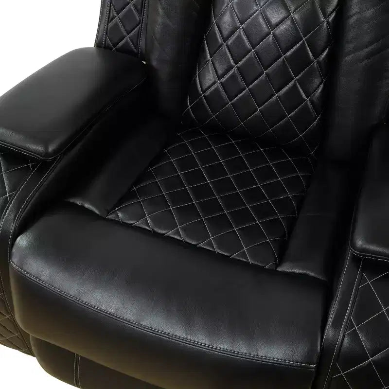 MAYEERTY Power Recliner Chair, Electric Leather Reclining Chair with USB Charging, LED Lighting & Adjustable Backrest for Living Room, Black