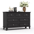 7-Drawer TV Stand and Dresser, Modern Long Chest with Vintage Handles and Deep Storage for Living Room, Bedroom, Hallway
