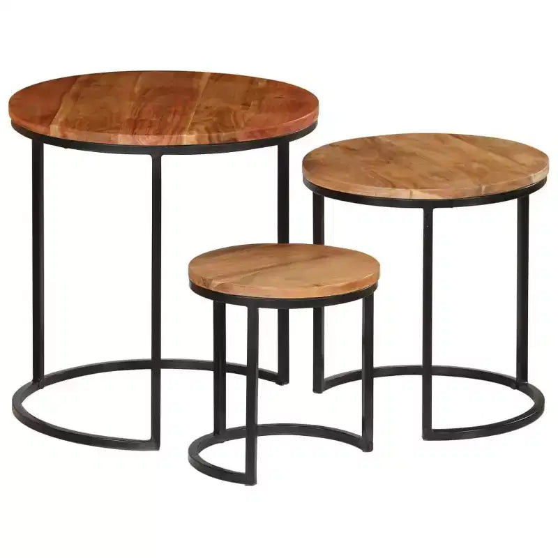 vidaXL Coffee Table Set 3 Pieces Solid Acacia Wood