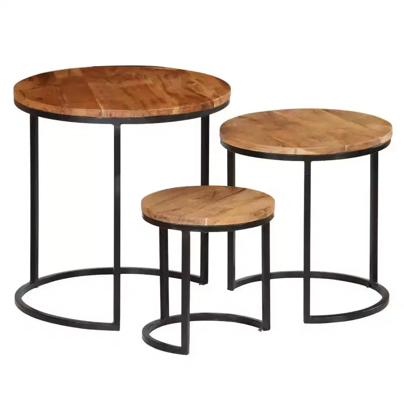 vidaXL Coffee Table Set 3 Pieces Solid Acacia Wood